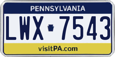 PA license plate LWX7543