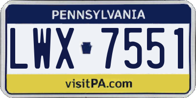 PA license plate LWX7551
