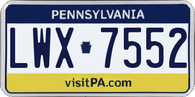 PA license plate LWX7552