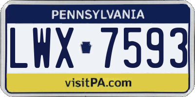 PA license plate LWX7593