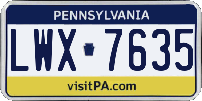 PA license plate LWX7635