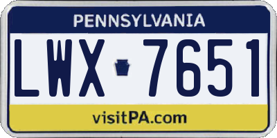 PA license plate LWX7651