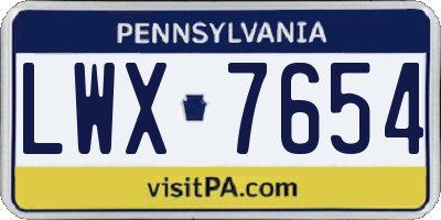 PA license plate LWX7654