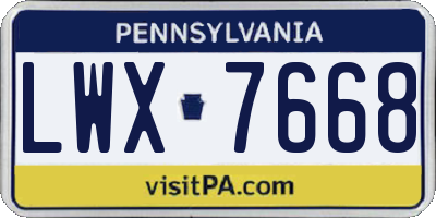 PA license plate LWX7668
