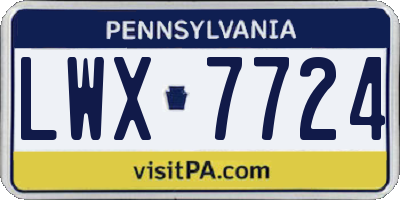 PA license plate LWX7724