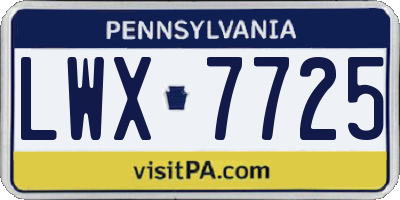 PA license plate LWX7725