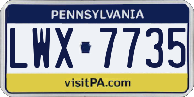 PA license plate LWX7735