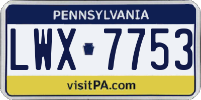PA license plate LWX7753