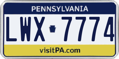 PA license plate LWX7774