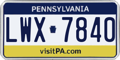 PA license plate LWX7840