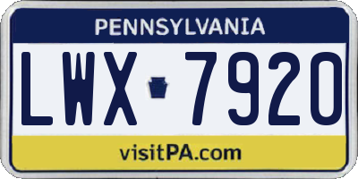 PA license plate LWX7920