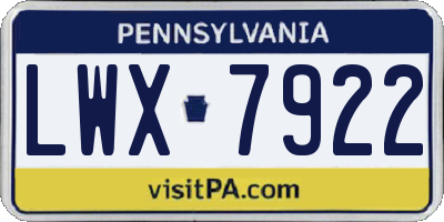 PA license plate LWX7922