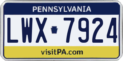 PA license plate LWX7924