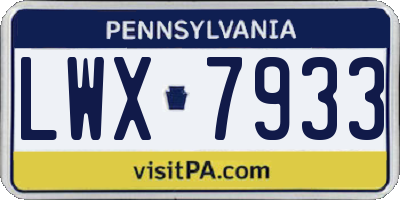 PA license plate LWX7933