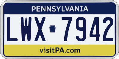 PA license plate LWX7942