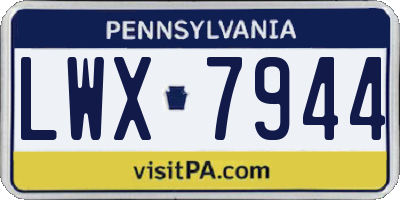 PA license plate LWX7944