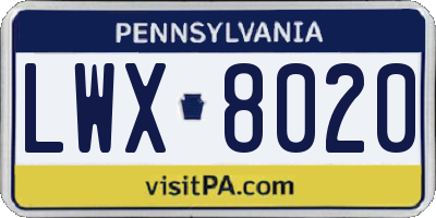 PA license plate LWX8020