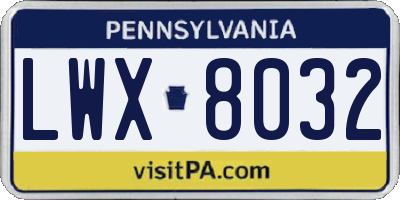 PA license plate LWX8032