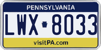 PA license plate LWX8033