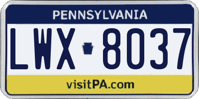 PA license plate LWX8037