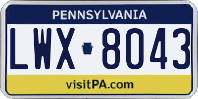 PA license plate LWX8043