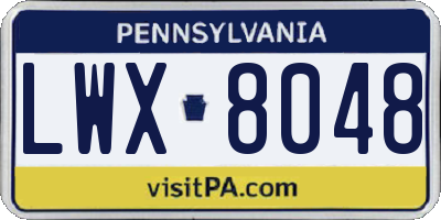 PA license plate LWX8048