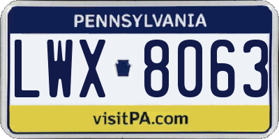 PA license plate LWX8063