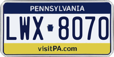 PA license plate LWX8070
