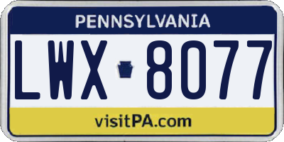 PA license plate LWX8077