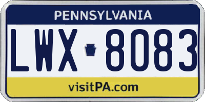 PA license plate LWX8083