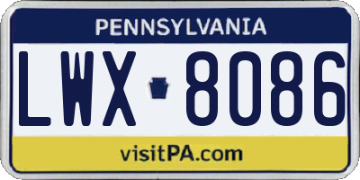 PA license plate LWX8086