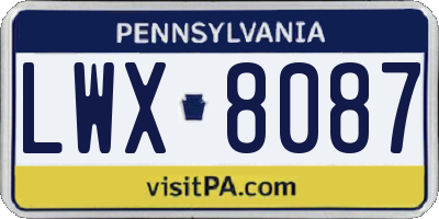 PA license plate LWX8087