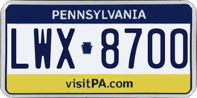 PA license plate LWX8700