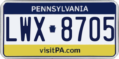 PA license plate LWX8705