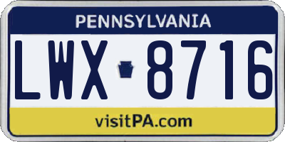 PA license plate LWX8716