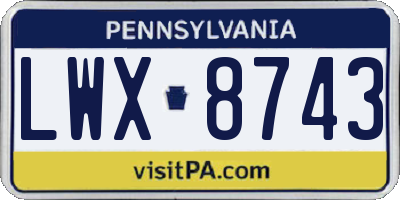 PA license plate LWX8743