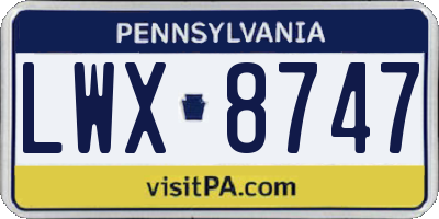 PA license plate LWX8747