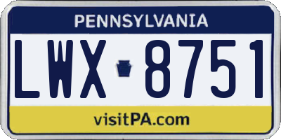 PA license plate LWX8751