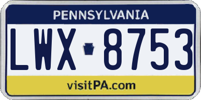 PA license plate LWX8753