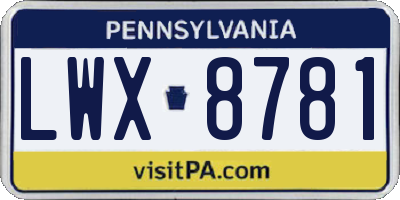 PA license plate LWX8781