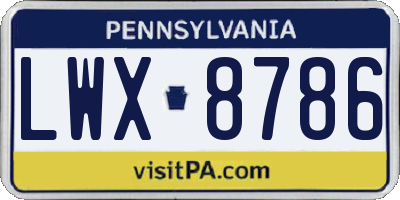 PA license plate LWX8786