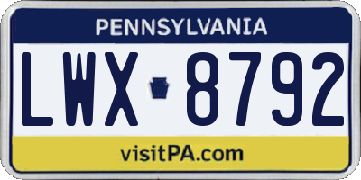 PA license plate LWX8792
