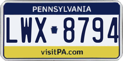 PA license plate LWX8794
