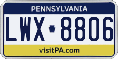 PA license plate LWX8806