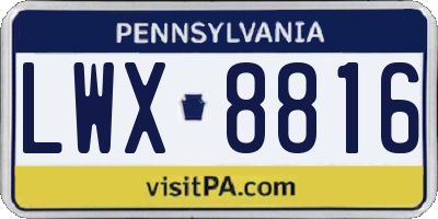 PA license plate LWX8816