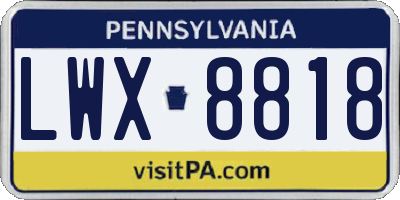 PA license plate LWX8818