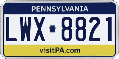 PA license plate LWX8821