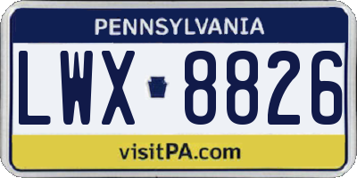 PA license plate LWX8826