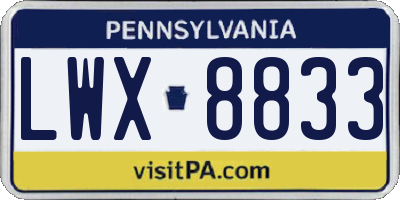 PA license plate LWX8833