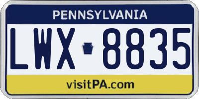 PA license plate LWX8835